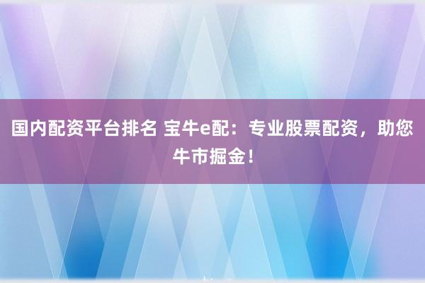 国内配资平台排名 宝牛e配：专业股票配资，助您牛市掘金！