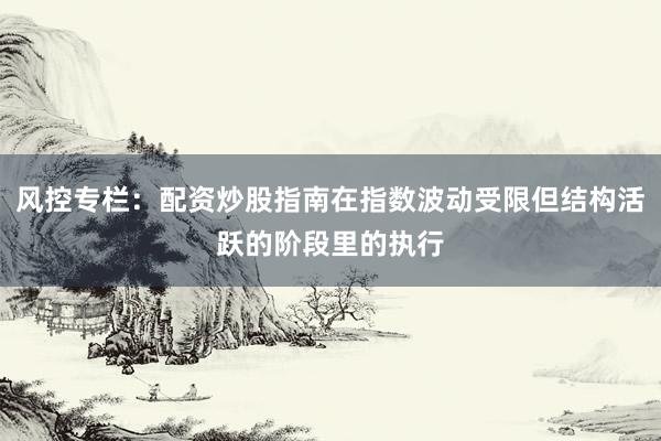 风控专栏：配资炒股指南在指数波动受限但结构活跃的阶段里的执行