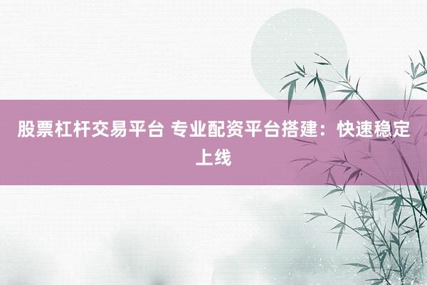 股票杠杆交易平台 专业配资平台搭建：快速稳定上线
