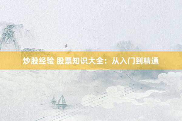 炒股经验 股票知识大全：从入门到精通