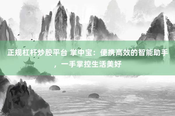 正规杠杆炒股平台 掌中宝:便携高效的智能助手,一手掌控生活美好