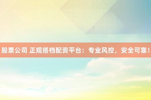 股票公司 正规搭档配资平台：专业风控，安全可靠！