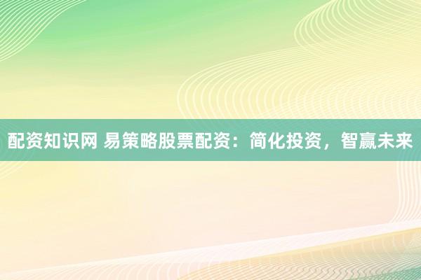 配资知识网 易策略股票配资：简化投资，智赢未来