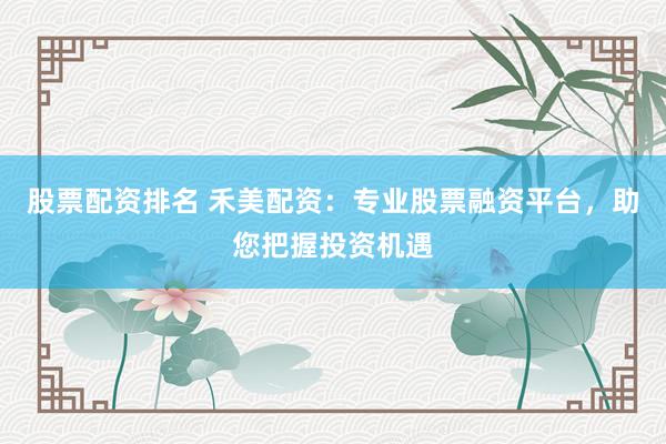 股票配资排名 禾美配资：专业股票融资平台，助您把握投资机遇